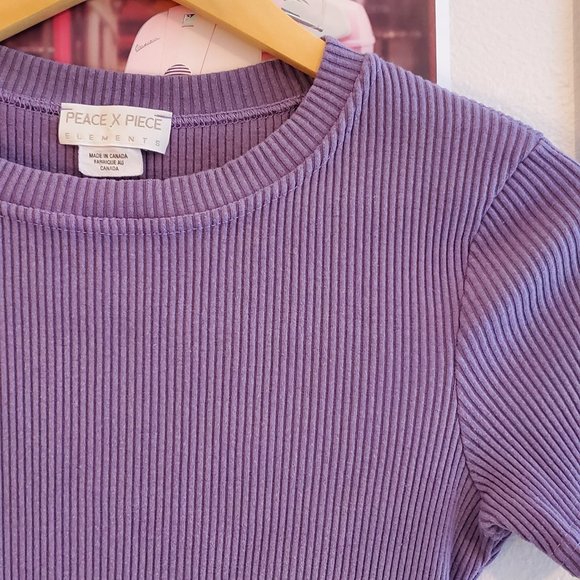 Vintage 90s Peace X Piece Elements Ribbed Top - Picture 3 of 6